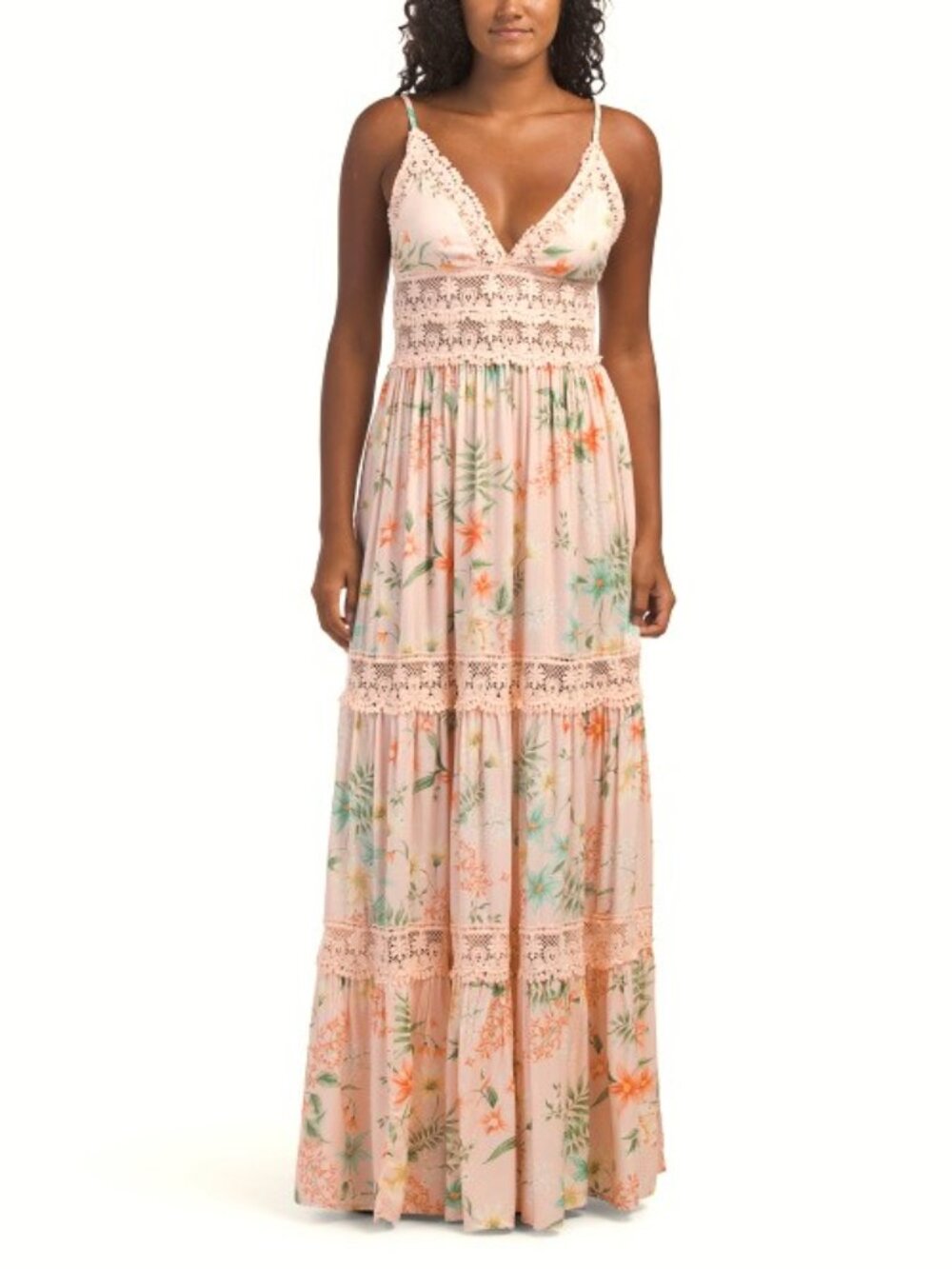 PQ Swim Anthropologie Shea Maxi Dress SIZE M/L Botanica Resort Wear $164 Peach